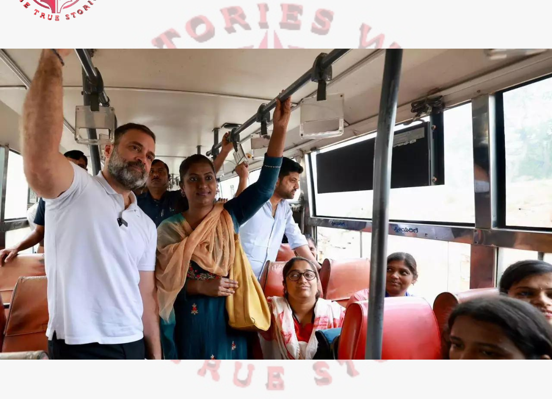 Rahul Gandhi is now sitting in the bus listening to the complaints of women